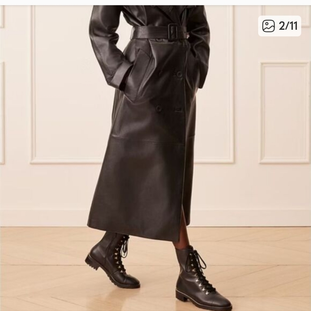 Stuart Weitzman Black Combat Boots with Gold Accents - Picture 2 of 4